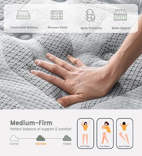 Image of PECHINOU 10 Inch Twin Size Medium Firm Hybrid Mattress