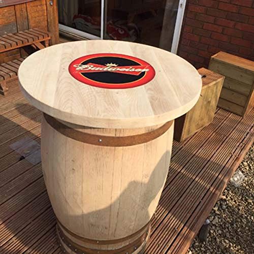 Cheeky Chicks Solid Oak Recycled Whisky Barrel Budweiser Patio Table
