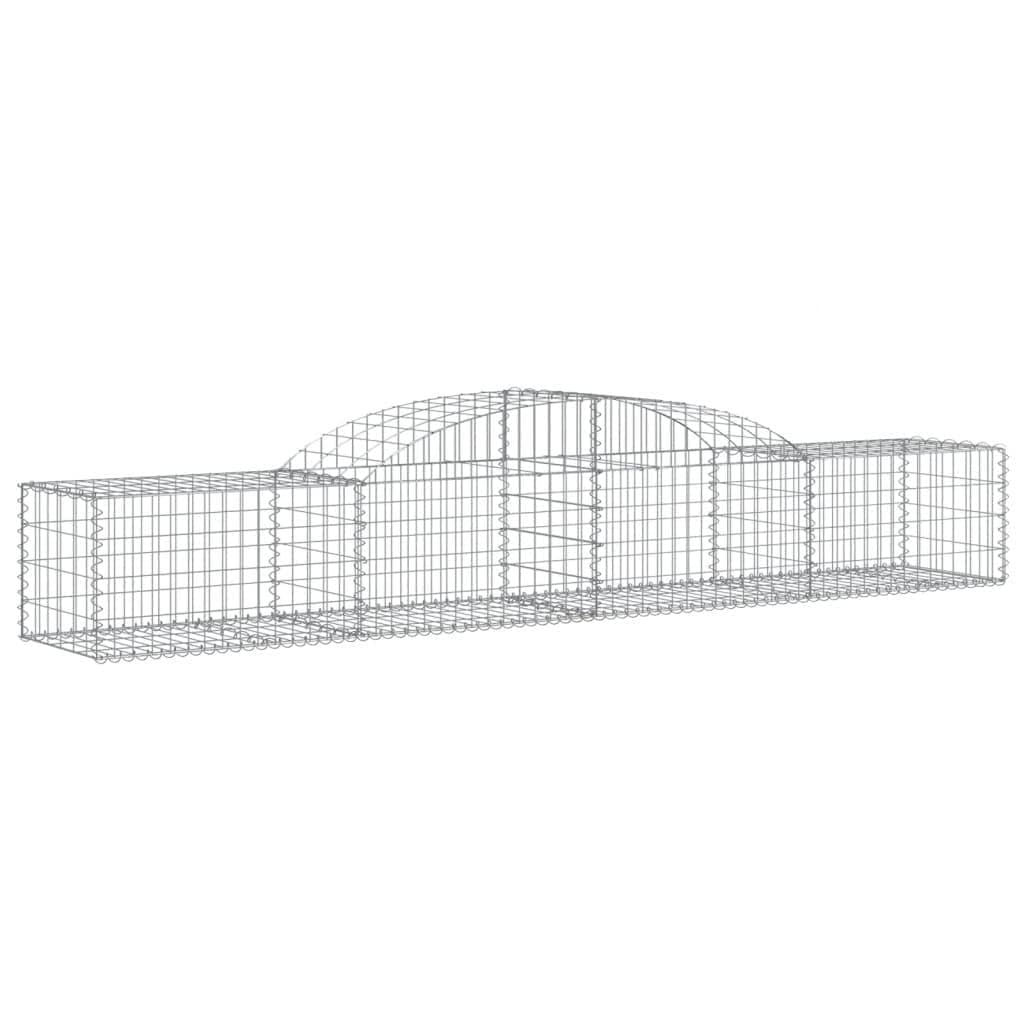 Yngbhfnop Silver Galvanised Arched Gabion Basket 8 Pack 300X50x40/60 Cm Garden Fence Wall For Privacy Soundproof Barrier Decor Outdoor Retaining Landscape, 3.5 Mm Wire Diameter,