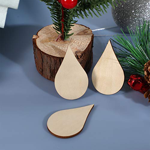 Amosfun Wooden Shape Cutouts Wood Water Drop Shape Discs Slices Wood Pieces Embellishment Diy Crafts Ornament Home Decorations Birthday Gift Diy 50Mm 20Pcs #TOP6