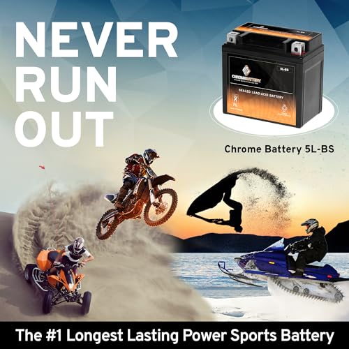 Image of CB CHROMEBATTERY 5L-BS Maintenance-Free 12V 5Ah Battery Replacement for ATV, Motorcycle, Jet Skis, Scooter, UTV, and More - Nut and Bolt (T3) Terminal