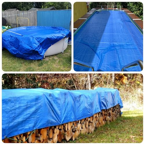 Lona de protección universal impermeable azul de 100x460 cm para leña 8