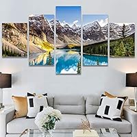 SIGNWIN 5 Panel Canvas Wall Art Modern Art Dramatic Farmhouse/Country Mountain Multicolor Nature Photography for Home Decorations Ready to Hang - 60