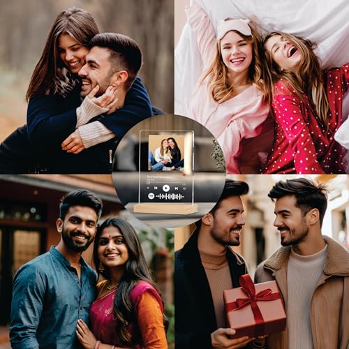 Giftplease Customized Photo and Spotify Plaque|Personalized Photo Frame with Wooden Stand|Spotify Frame|Gift|Birthday|Anniversary|Valentine's Gift (6 * 9 Inches, Transparent), Rectangular, tabletop 3 51+9A4SPhOL