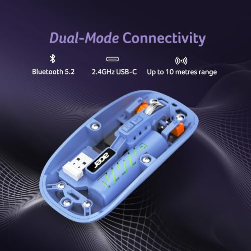 Image of Acer Clearview Wireless Mouse, Dual Mode Bluetooth 5.2 & 2.4GHz, Rechargeable 500mAh Battery, RGB Lighting, 3200 DPI Adjustable, Silent Portable Mouse for Laptop, PC, Mac & Tablet, Blue