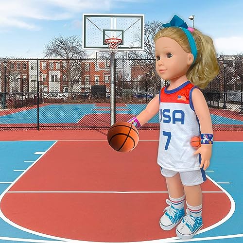Basketball Sports Dolls Clothes set-18 inch Doll Closet Accessories-Doll Tops, Short Sleeves, Headbands, Socks, Shoes, Rackets, etc-Children's Day, Christmas, for Girls Aged 2-12