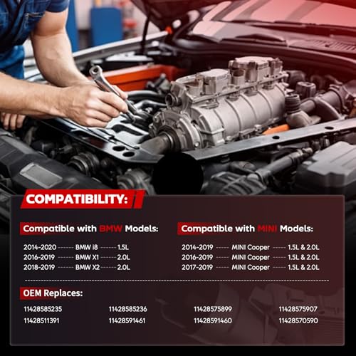 Aluminum Engine Oil Cooler Compatible with BMW i8 X1 X2 MINI Cooper Clubman Cooper Countryman, #OE 11428585235 11428511391 Oil Filter Housing Adapter with Sensors & Gaskets by YITHSWAY - Image 2