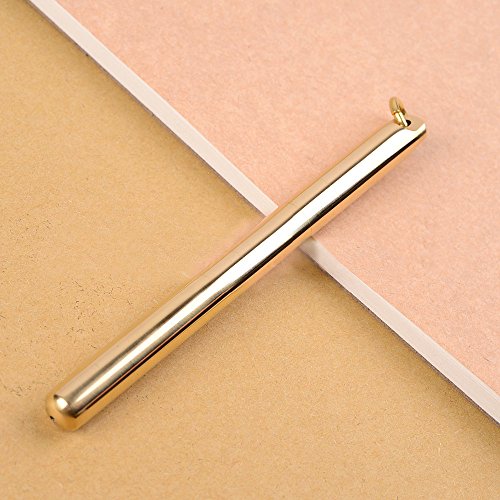 EKLOEN Solid Brass Pen Sign Pen, Portable EDC Pocket Pen Ballpoint Pen with Ring