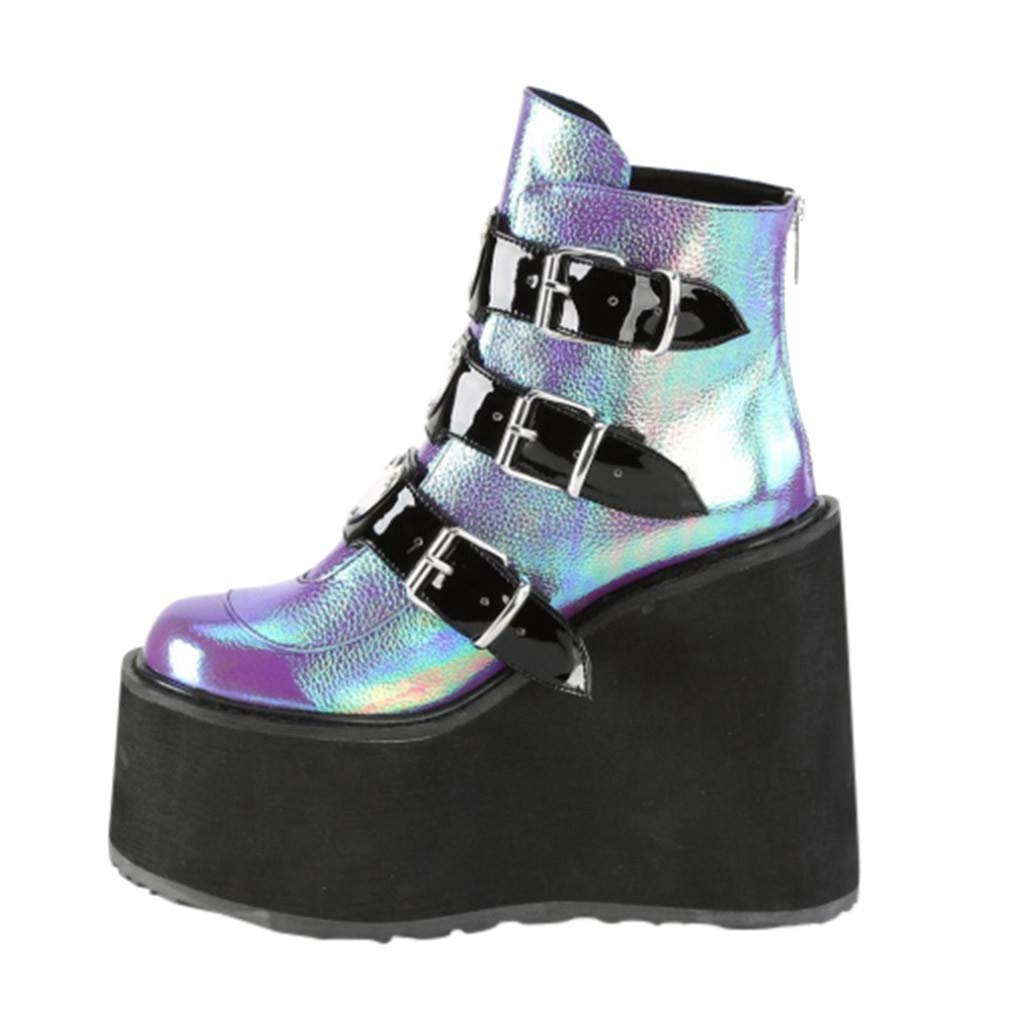 Chaussures à paillettes pour femme - Chaussures à talons compensés - Chaussures hautes - Bottines à paillettes - Chaussures à paillettes - Pour les fêtes, les loisirs ou les mariages - Semelles