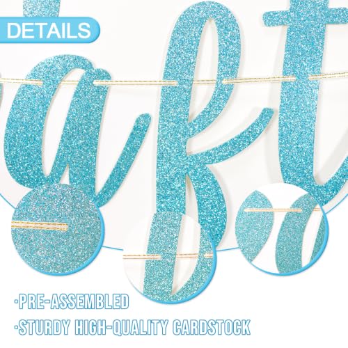 Image of Happily Ever After Glitter Bunting Banner, Engagement, Bridal Shower, Wedding Party Photo Booth Props Signs,Pre-Strung Cursive Bunting (Blue)