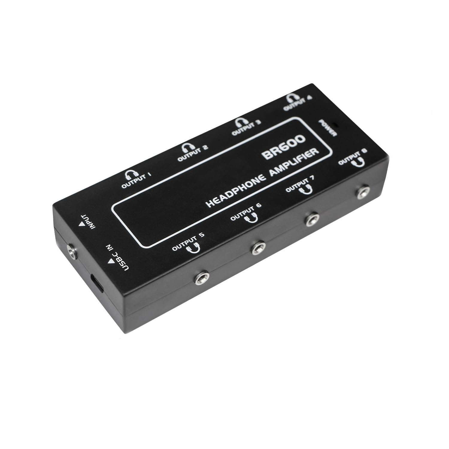 MQEBEOUYS 8-Channel Stereo Headphone Amplifier Mini Earphone Splitter with Type-C 5V Input and 3.5mm Headphones Output