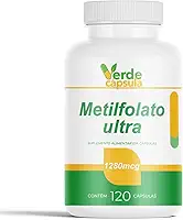 Metilfolato Concentrado 1280 mcg 120 Cápsulas - Ácido Fólico Ativo (Vitamina B9) - Suplemento Alimentar em Cápsulas - Verde Cápsula