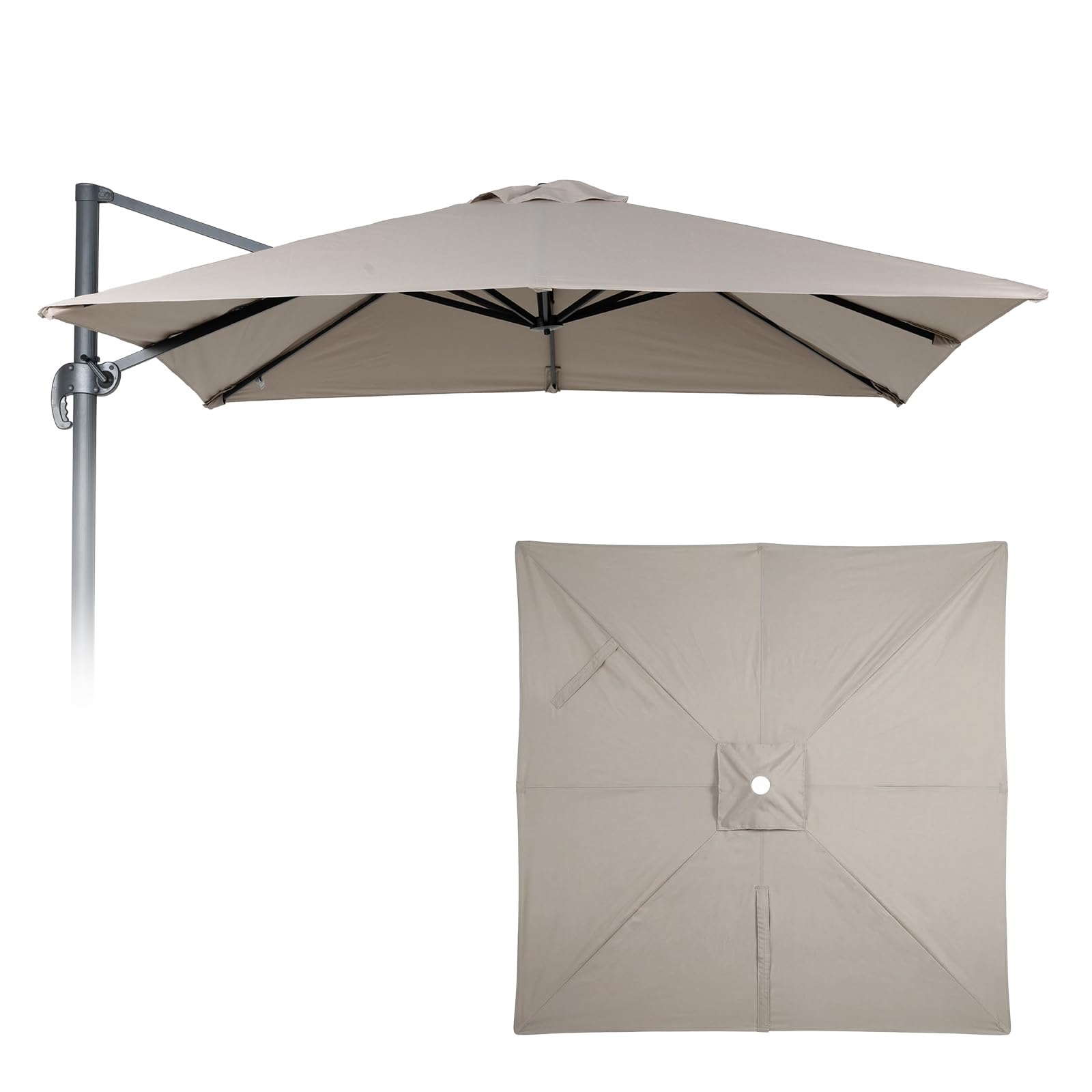 COWVIE 3m Cantilever Umbrella Canopy Replacement for 8 Ribs Offset Umbrella, Outdoor Square Parasol Replacement for Yard, Canopy Only