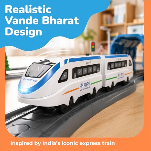 Image of Lifelong Indian City Trainset 49 PCS | Vande Bharat Electric Train Set with Lights & Sounds | USB Rechargeable DIY Toy Set with Magnetic Coaches & Electronic Track Gift for Kids 3-9 Yrs (LLCRCT05)