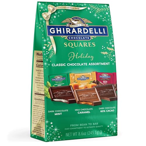 GHIRARDELLI Holiday Classic Chocolate Assortment Squares, 8.6 oz Bag