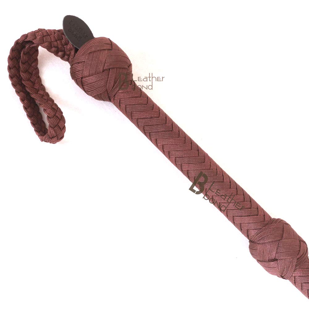 12-Foot Bull Whip - 12 Strand Paracord Overlay, Leather Core, Indiana Jones Style Brown