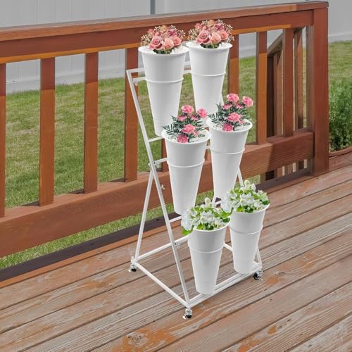 Étagère à bouquets portable avec seaux et roulettes robustes - 4