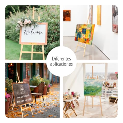 CHELY INTERMARKET Caballete Madera 120 CM Natural Caballete Plegable Para Pintura Lienzo Profesional Artistas Niños Adultos Acrílico Óleo Acuarela Trípode Soporte Portátil Estudio Manualidades - imagen 6