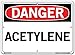 Vestil SI-D-54-C-PS-040 ACETYLENE Danger Sign, Polystyrene, 0.040" Overall Size, 14.5" W x 10.5" H