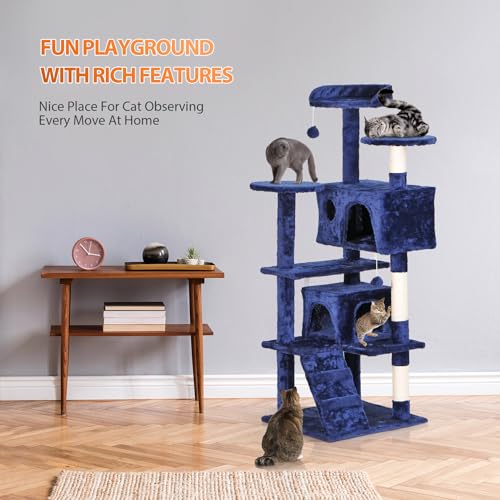 Torre para gatos multi-nivel de 54 pulgadas con rascadores miniatura 6