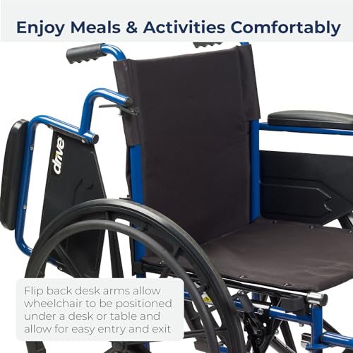 Image of Drive Medical Blue Streak Foldable Wheelchair, Leg Rests, 16 inch Seat