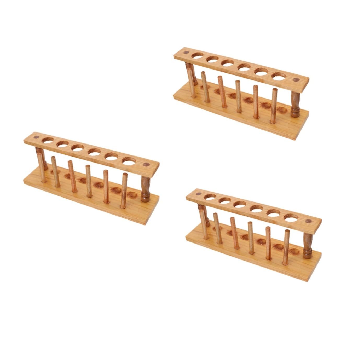 Anneome 3piezas Gradilla De Madera Para Tubos De Soporte De Huecos Organizador De Para Experimentos Científicos y Almacenamiento De Tubos