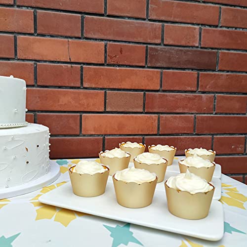 Mybbshower Gold Glitter Scalloped Cupcake Wrappers For Wedding Birthday Tea Party New Year Eve Cake Decoration Pack Of 48 #TOP3