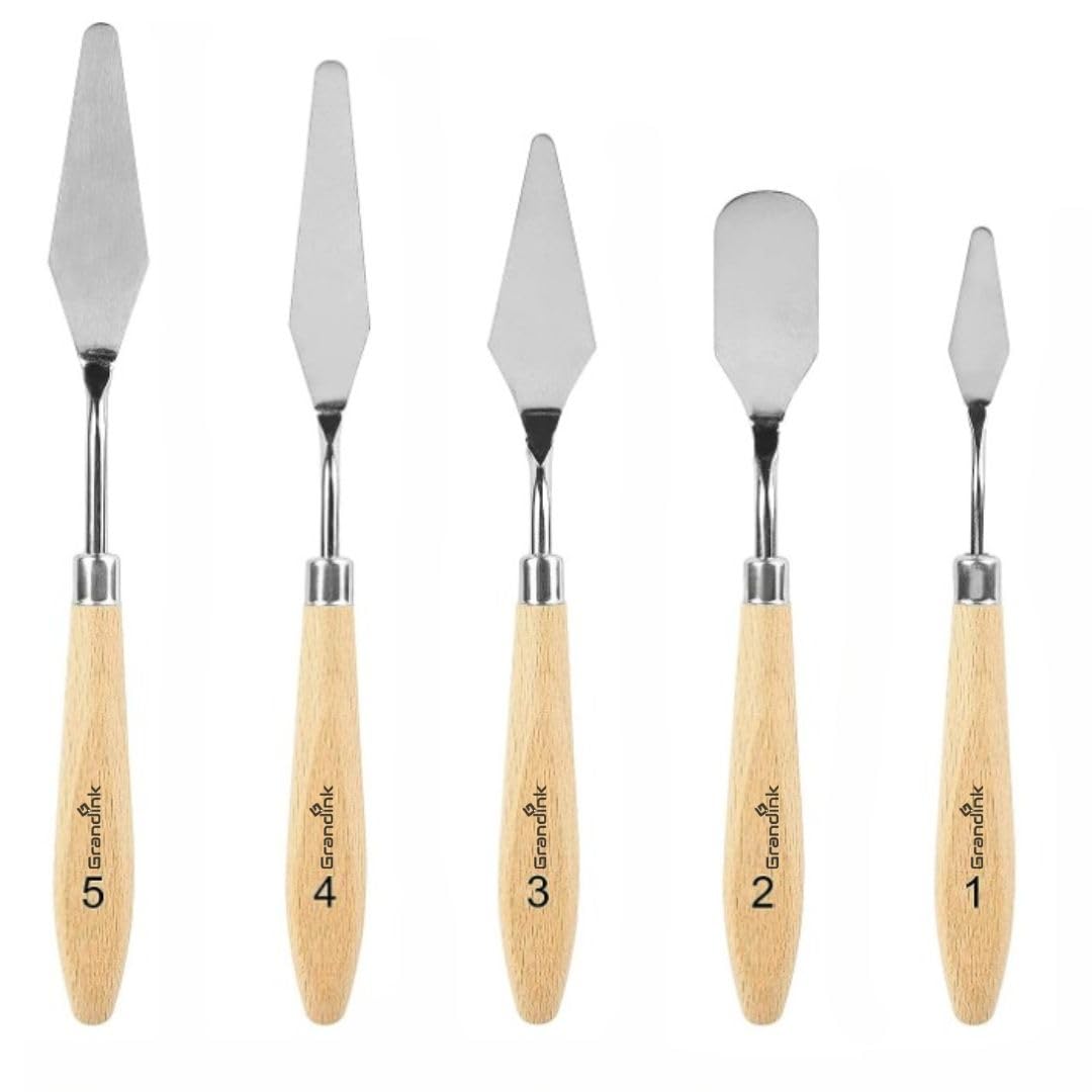 Grandink 5 Pieces Painting Knives, Stainless Steel Spatula Palette Knives Metal with Wood Handle Art Tools for Watercolor Oil Acrylic Paint (B0CSG3J9XW) Amazon Price History, Amazon Price Tracker