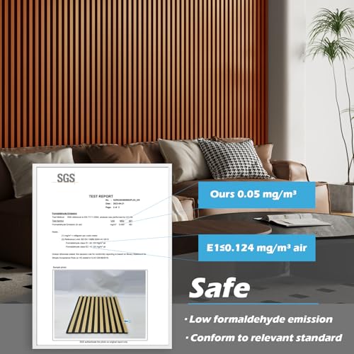 Art3d 2pcs-104 x 15.75in Slat Acoustic Panel for Wall and Ceiling, 3D Fluted Sound Absorbing Panel with Wood Finish, Teak