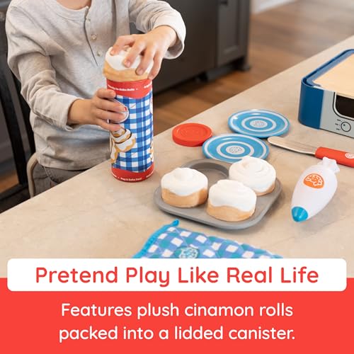 Image of Fat Brain Toys Pretendables Cinnamon Roll Set Pretend Playset | Play cooking set with pretend oven, built-in storage. Imaginative play, creativity. Toddlers, preschoolers, ages 3 and up.