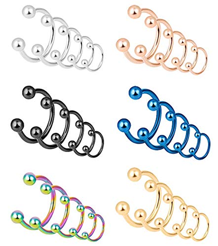YOVORO 18-30Pcs 16-18G Stainless Steel Septum Piercing Nose Rings Hoop Cartilage Tragus Body Piercing Jewelry (C: 30PCS 18G)