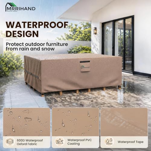 Image of Mrrihand Outdoor Patio Furniture Covers Waterproof 107 inchLx81 inchWx27.9 inchH 600D