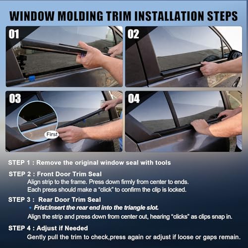 Image of 4Pcs Weatherstrip Window Moulding Trim Seal Belt, Suitable for 2012-2015 Honda Civic 4-Door Sedan,Replace#72450-TR0-A01 72410-TR0-A01 72950-TR0-A01 72910-TR0-A01