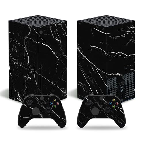 Skin Sticker for Xbox Series X Console and Wireless Controllers, Protective Skin Wrap Vinyl Decal for Microsoft Xbox Series X (Black Marble)
