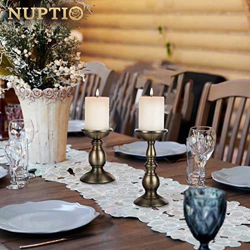 Nuptio 2 Pezzi Portacandele in Colonna di Ferro