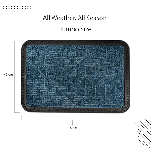 Image of Encasa XO Door Mat for Home Entrance, Polypropylene Floor Mat Blue