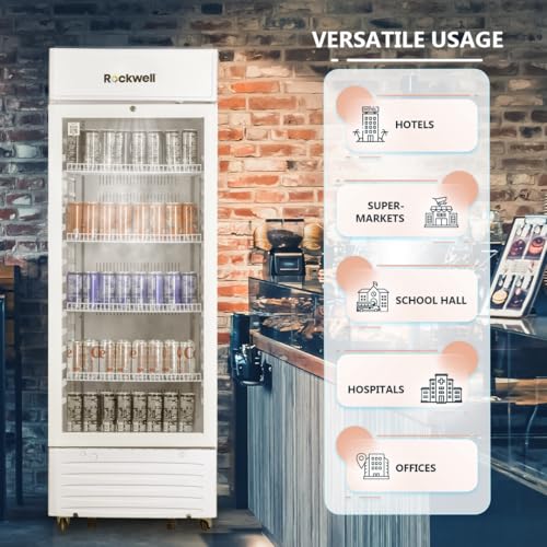 Image of ROCKWELL RVC400A, Single Glass Door Visi Cooler, Internal LED, 4 Year Warranty, Dynamic Cooling