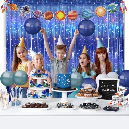 3 PCS Cortinas Galaxy Foil 3.3 x 6.6 ft Azul Iridiscente miniatura 6