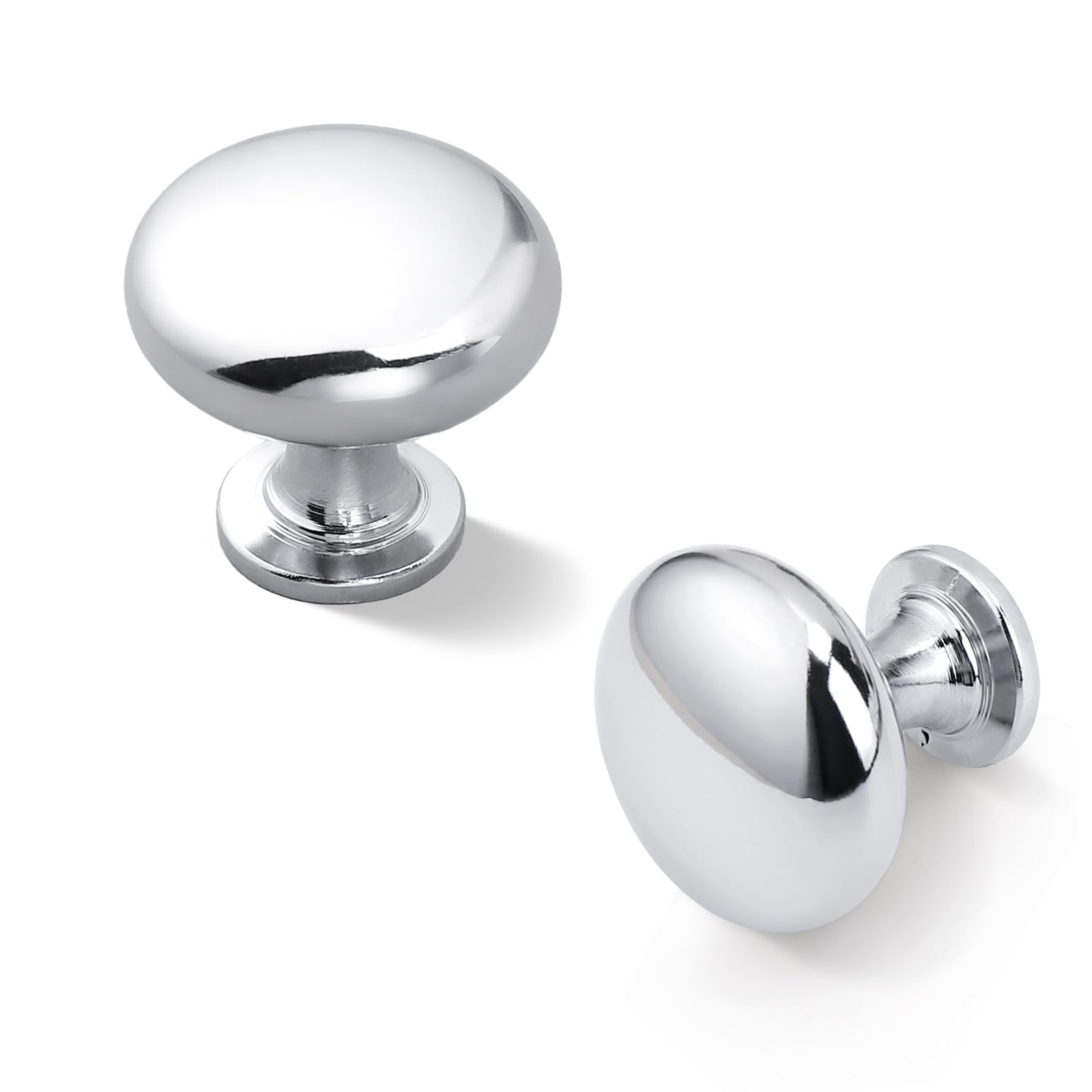 Knobonly 5 Pack Cabinet Knobs, Polished Chrome 1-1/4 Inch Kitchen Drawer Pulls, Solid Cabinet Hardware for Dresser Drawer Cupboard