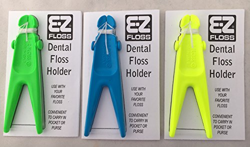 E-Z Floss Dental Floss Holder (Blue, Yellow, Green)