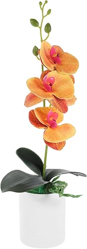 ibasenice Flores artificiales de orquĂdea en maceta en maceta de cerámica, orquĂdeas falaenopsis blancas, bonsái de tacto real para mesa de boda, ibasenice Flores artificiales de orquĂdea en maceta en maceta de cerámica, orquĂdeas falaenopsis blancas, bonsái de tacto real para mesa de boda,