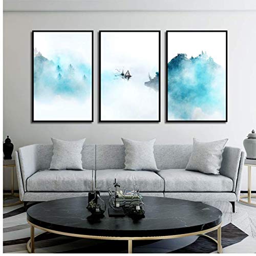 Toile paysage abstrait montagne pour habiller un mur vide de salon 50x70cm