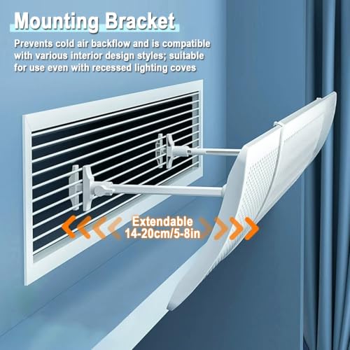 Deflector aire acondicionado techo PP extensible 49-86cm ajustable 180 grados 6