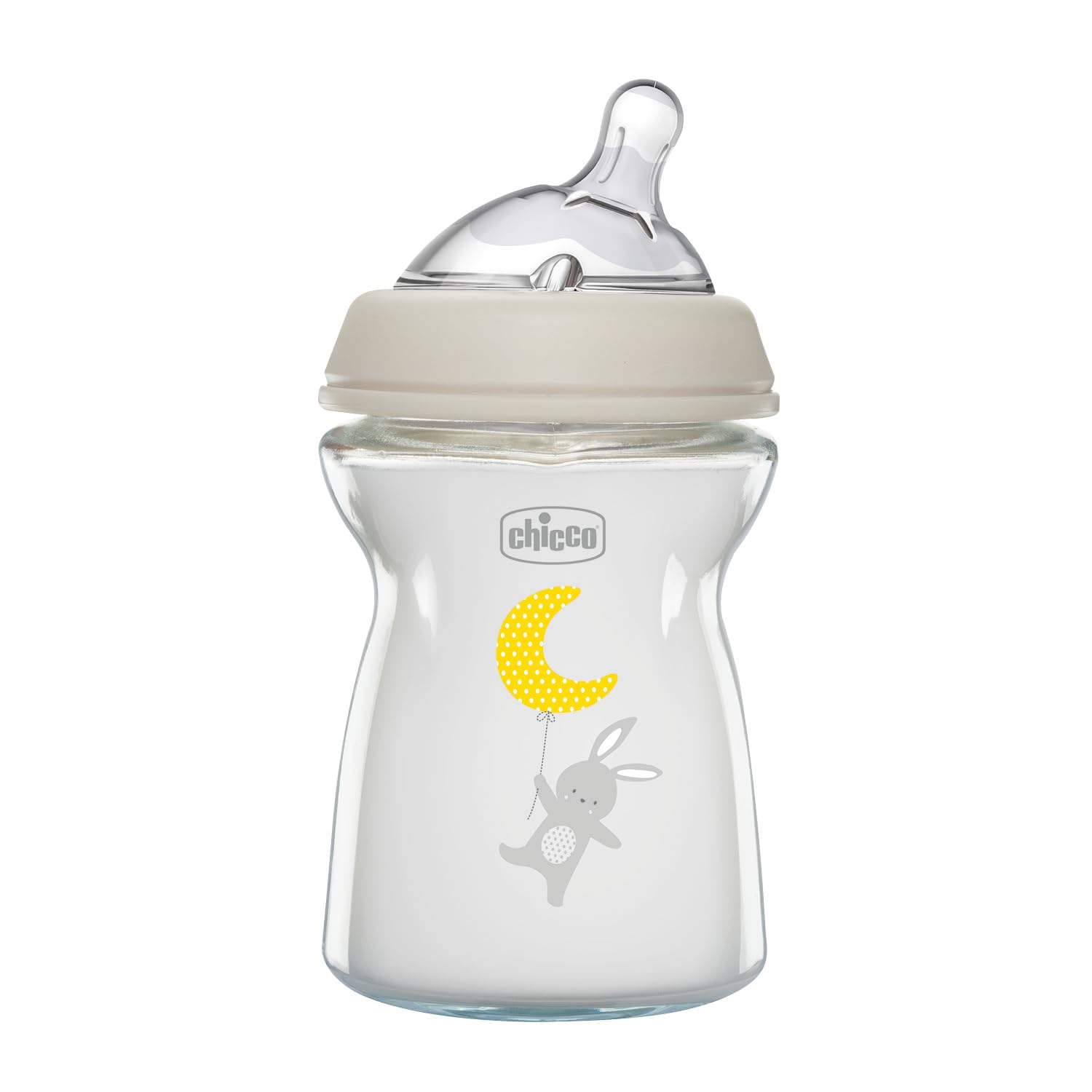 Chicco Natural Feeling Anti-Kolik Babyflasche für 0+ Monate, 250 ml, mit Weichem Silikonsauger und Doppelventil, Natürliches und Instinktives Gefühl beim Saugen, Glasflasche