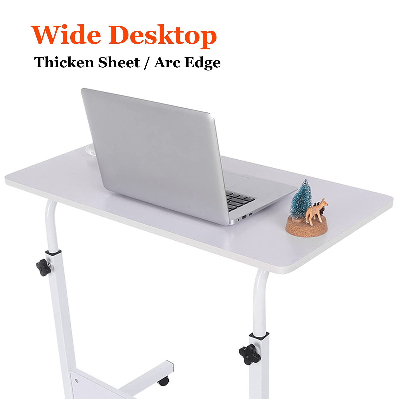 Mobile Bedside Computer Table Standing Desk Adjustable Height Laptop Stand Side Table with Lockable Wheels Home Office Workstation — view 9