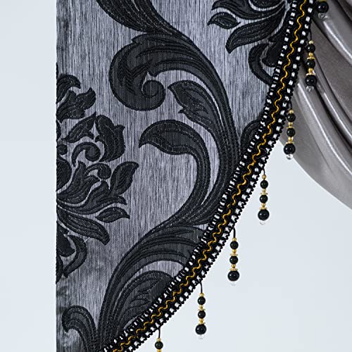Napearl Swag Curtain Rod Pocket Short Jacquard Valance For Living Room Waterfall Valance Fancy Design With Satin Fabric Decoration #TOP4