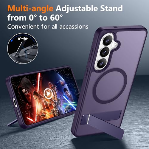 Image of SPIDERCASE Magnetic for Samsung Galaxy S26 Plus Case, with [3 Stand Ways][ Military Grade Drop Protection] with Invisible Stand Shockproof Slim Case for Samsung Galaxy S26 Plus 6.7 inch, Purple
