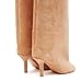 pinokino Knee High Boots Wide Calf Women Long Suede Square Toe Bootie Tall Cute Slouchy Fashion Boots Ladies Fall Boot Camel Size 8.5