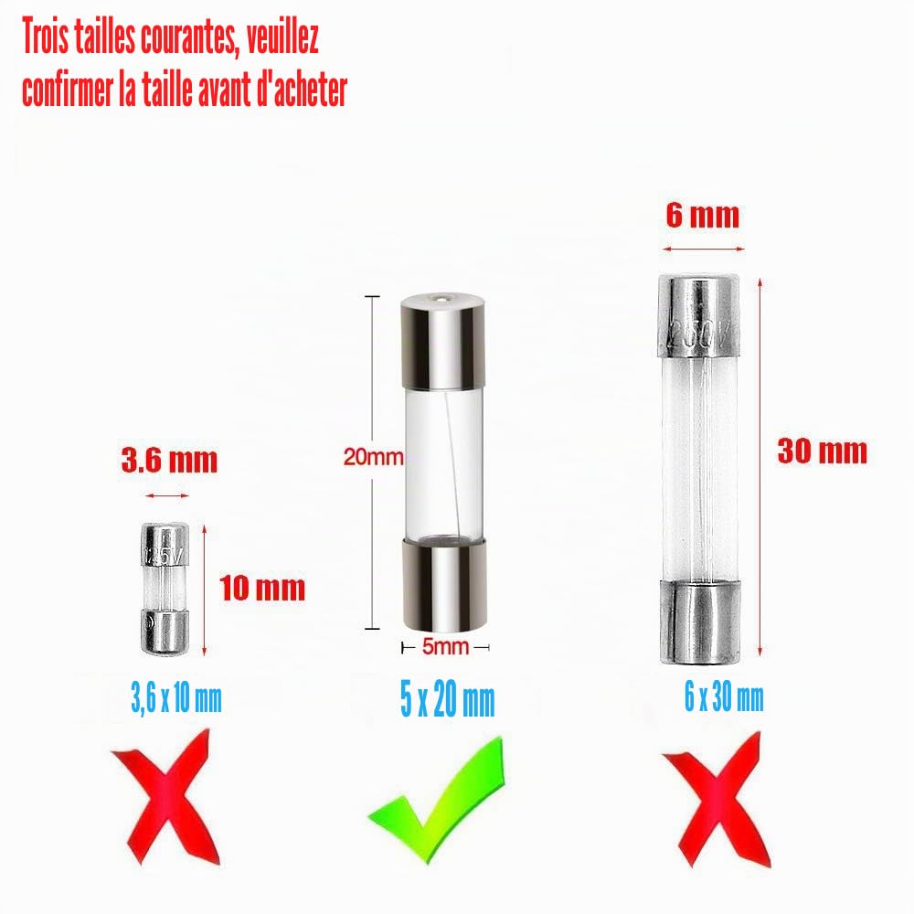 Fusible Verre 5x20mm DiversKit Fast Blow Fusibles 15 Valeurs 0,1A 0,25 A 0,2 A 0,5 A 1,5 A 2A 3A 4A 5 A 8 A 10 A 12 A 15 A 20 A/Pour Voiture Moto Bateau Etc