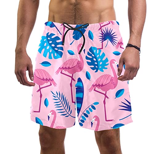 Short de bain homme Yuzheng léger et respirant à motif feuilles de flamant rose